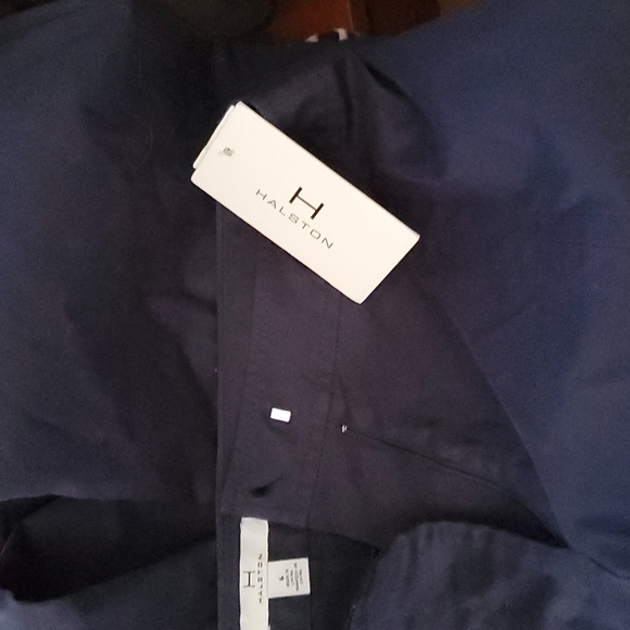 H by Halston Ankle Navy Mid-Rise Straight Fit Kick Pleat Pant Trouser Small 6 - Picture 4 of 6